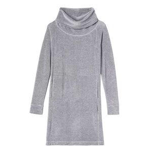 Athleta Soft Heather Gray Velour Cowlneck Sweater dress XS